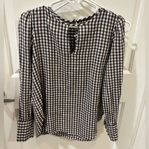LOFT Black and White Gingham Blouse